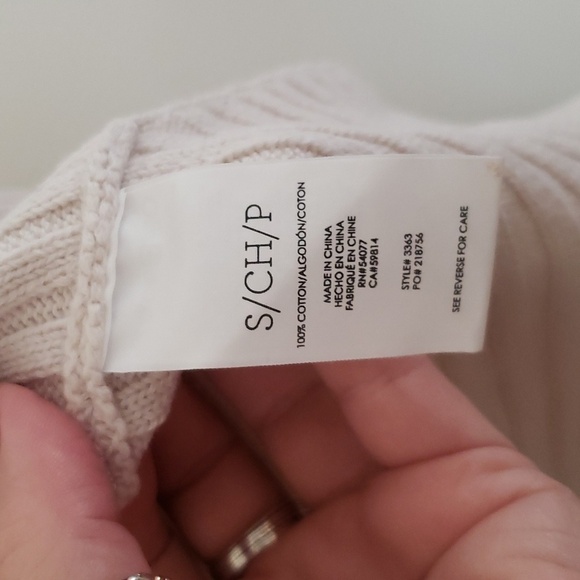 Cabi cream large ribbed sweater, double buckle back, open back womens size small - Picture 7 of 7